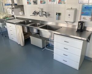 Plan de travail inox 3 bacs
