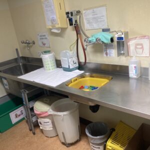 Plan de travail inox avec 2 bacs