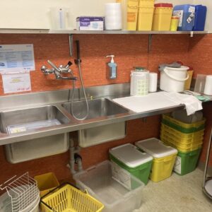 Plan de travail inox avec 2 bacs