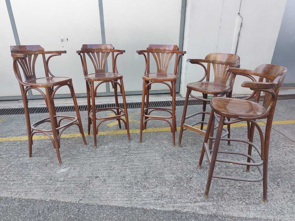 Lot de chaises de bar en bois