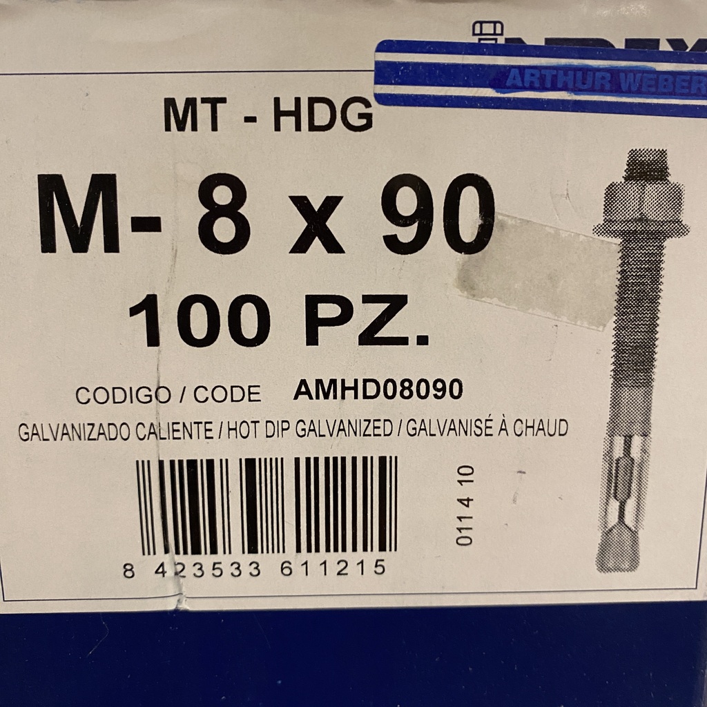 Goujon d’ancrage M8 x 90 acier galvanisé – Image 2